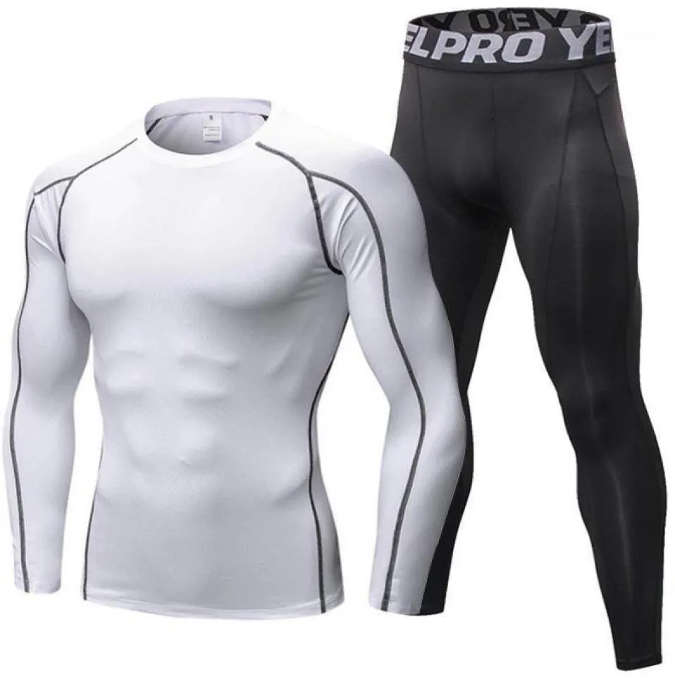 Conjuntos de corrida 2 peças ternos de compressão men039s conjunto de secagem rápida roupas esportivas calças jogging ginásio treino fitness tracksuit Clothin2134692