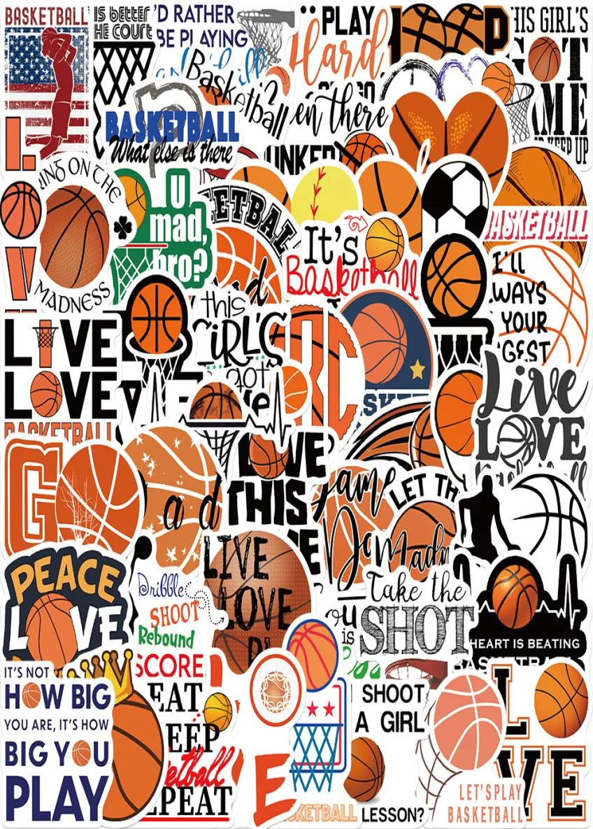 Pack of 50Pcs Whole Basketball Stickers Waterproof Sticker For Luggage Laptop Skateboard Notebook Water Bottle Car decals Kids7529808