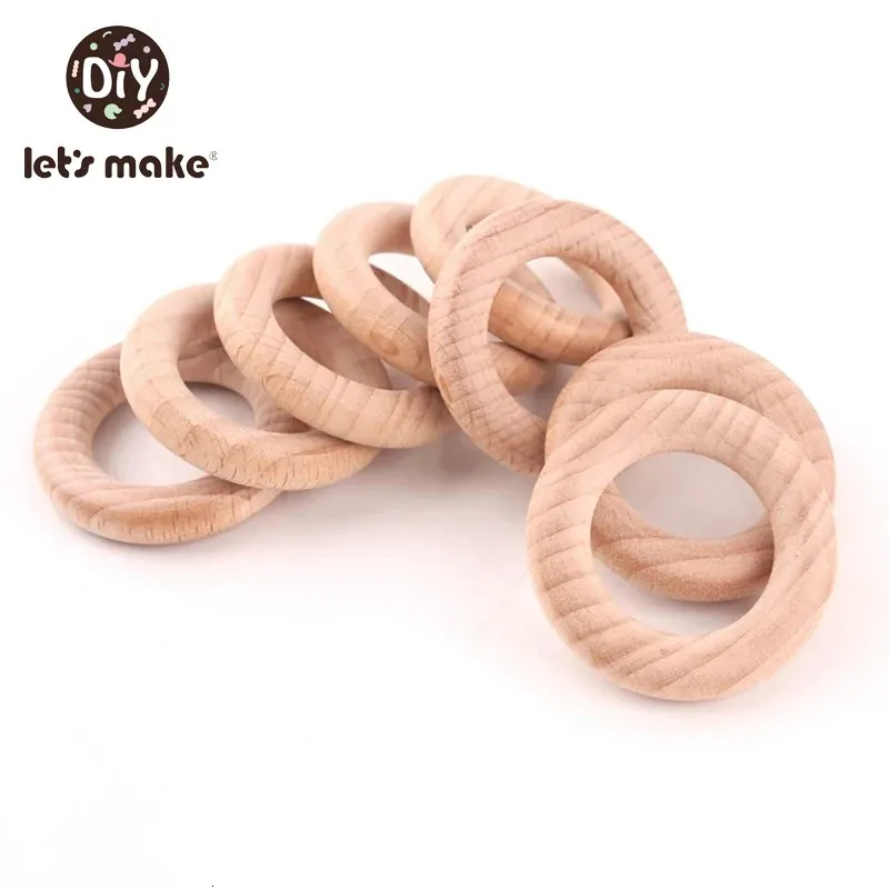 Lets Make Beech Wood 50pc träring 40556070mm TROE TEETER DIY Armband Crafts Gift Tinding Accessory Baby Teether 240307