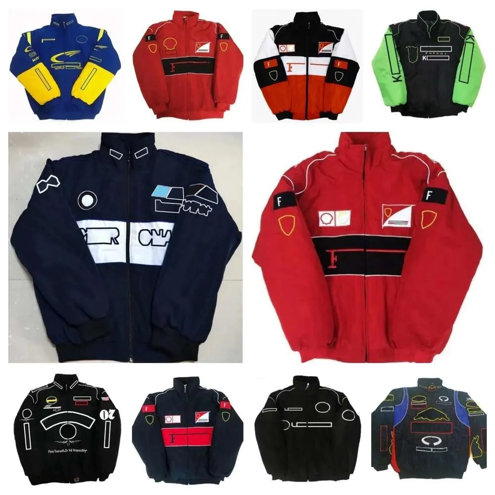 Traje de carreras de F1 Equipo de otoño/invierno Chaqueta acolchada de algodón bordada Logotipo del coche Chaquetas bordadas completas Chaquetas de motocicleta retro de estilo universitario qw