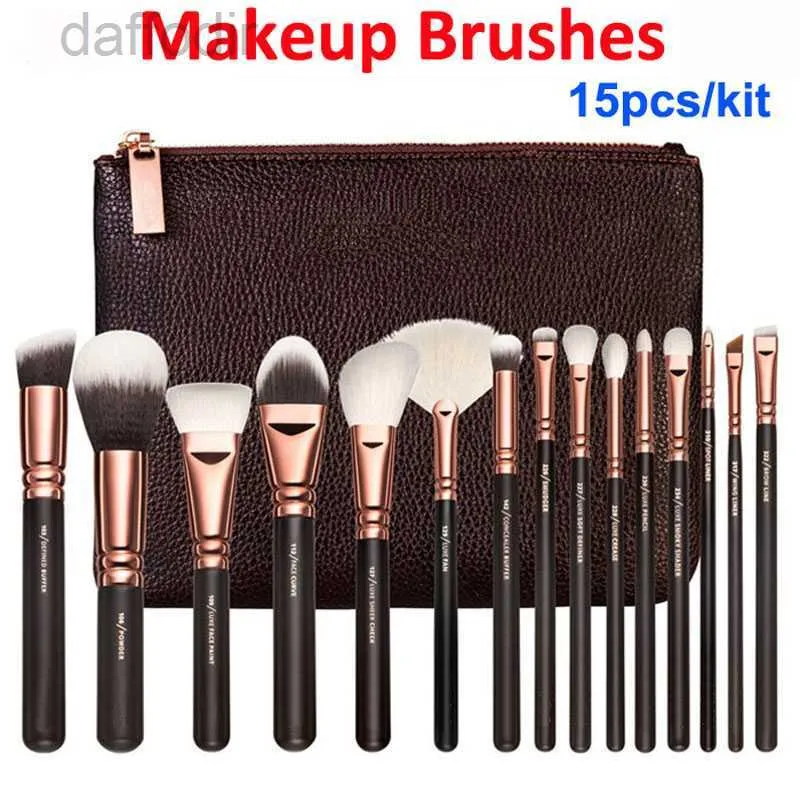 Makeup Brushes Makeup Brushes 15 pcs Set Rose Gold brush + bag Professional Face and Eye Shadow Make Up Tools Eyeliner Powder Foundation Blending Brush Kit 240308