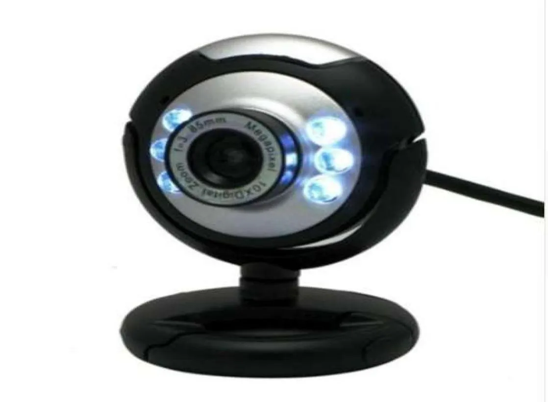 USB Webcam Yüksek Tanım 120 MP 6 LED Gece Işık Web Kamera Buitin Mic Clip Cam PC Masaüstü Dizüstü Dizüstü Bilgisayar Computer5450190