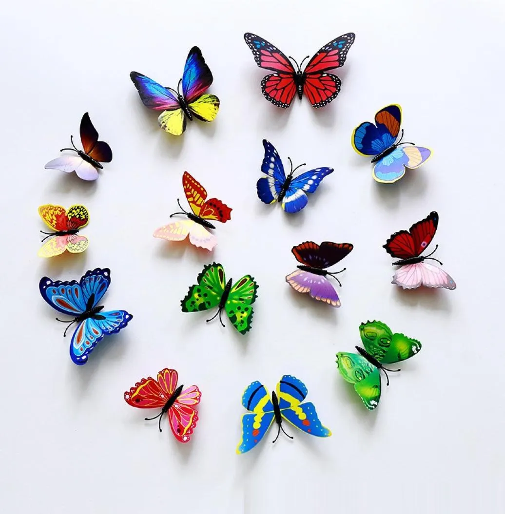 3D Butterfly Wall Sticker Simulerade fjärilar 3D Butterfly Double Wing Wall Decor Art Decals Home Decoration93333441