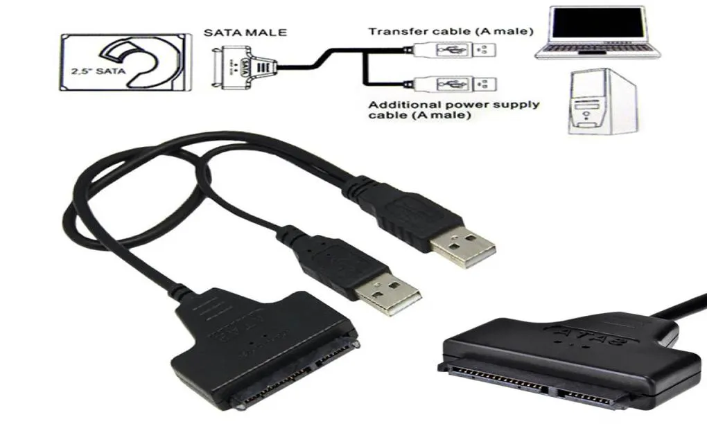 50 cm kablar 20 SATA 715PIN Dual USB -adaptrar som överför kabel för 25 eller 3 tum HDD -bärbar dator hårddisk Drive3303818