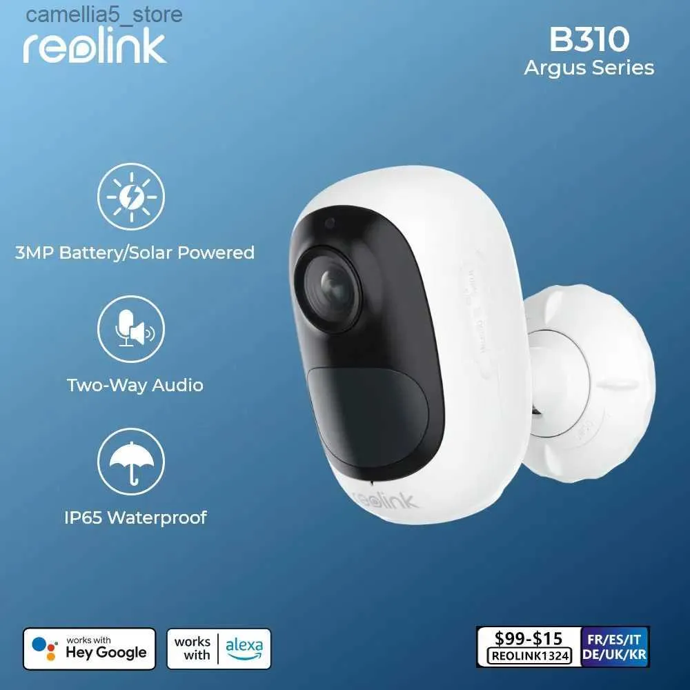 Камера-няня Reolink Argus 2E Батарея WiFi IP Eco 3MP AI Обнаружение людей/транспортных средств Двусторонняя аудиосвязь Камеры безопасности на солнечной энергии Q240308
