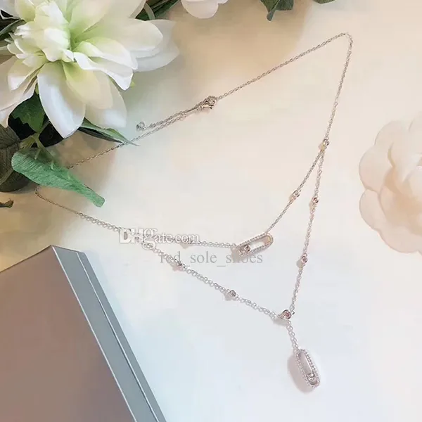 Dubbele lus ketting voor vrouw designer diamant Sterling Zilver luxe Verguld 18K hoogste teller Geavanceerde materialen merkontwerper met doos 016