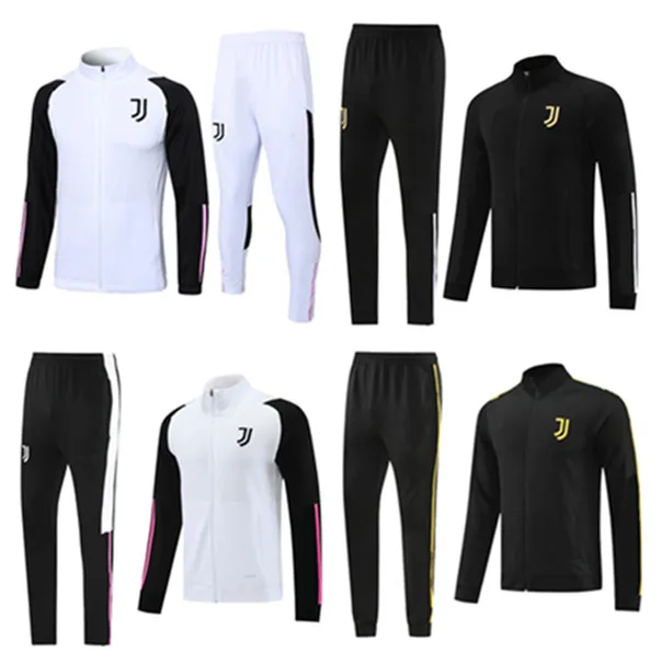 Juventus Tracksuit 2023 2024 Futbol Formaları Ceket Di Maria Vlahovic Chiesa 23 24 Juventus Antrenman Takım Erkek Kit Futbol Kiti Tekdüzen Spor Giyim Tam Zip Ceket