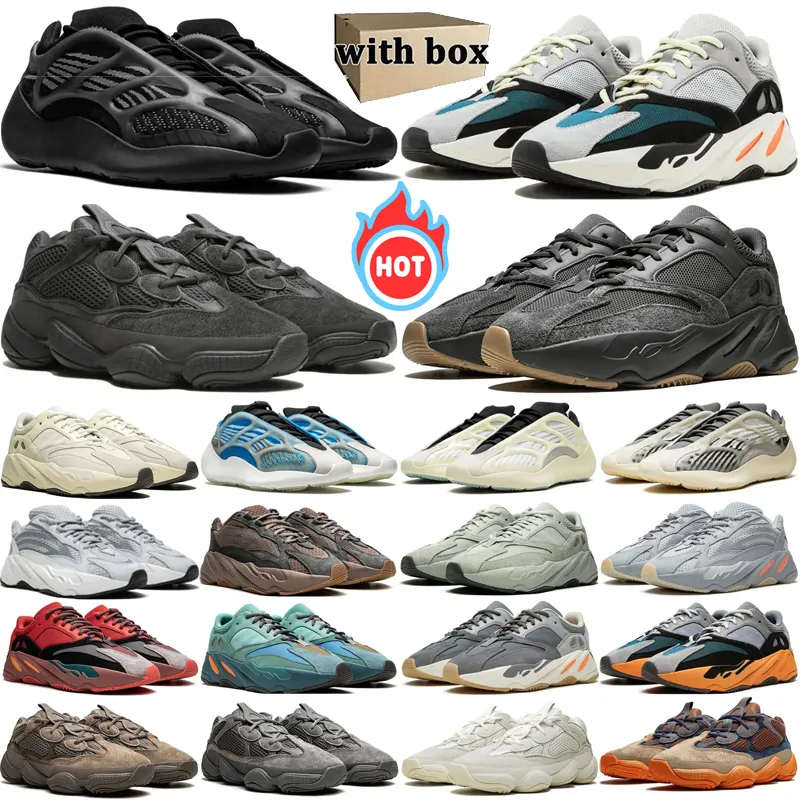 Med Box 500 Designer Running Shoes 700 V2 V3 Alvah Solid Grey Mens Trainers Utility Black Blush Bone White Ash Grey Salt Moft Azael Static Womens Sneakers Sport