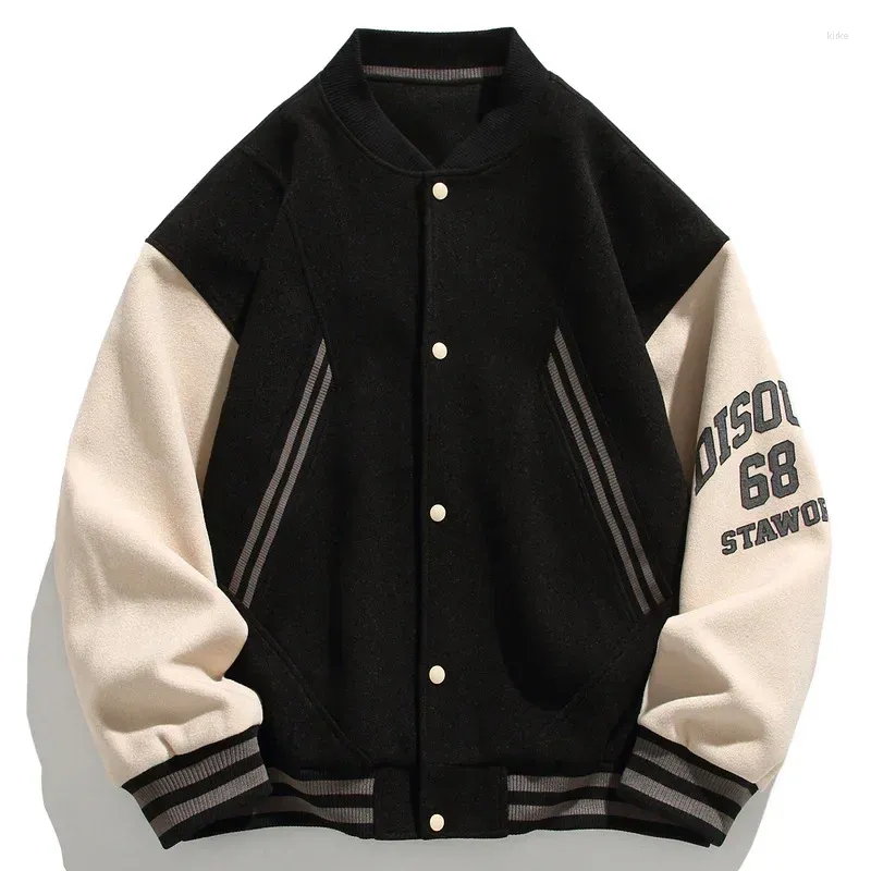 Men's Jackets Streetwear Unisex Baseball Uniform College Style Color Blocking Bomber Trendy Letter Embroidery Loose Sports Coats Men