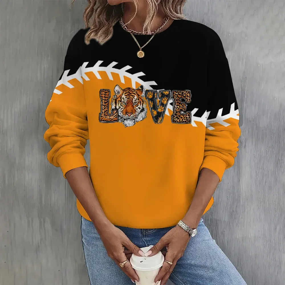 Sweatshirts Love Gedruckt ONeck Casual Sweatshirt Frauen Hoodies Langarm Mode American Football Grafik Sweatshirts Übergroße Tops