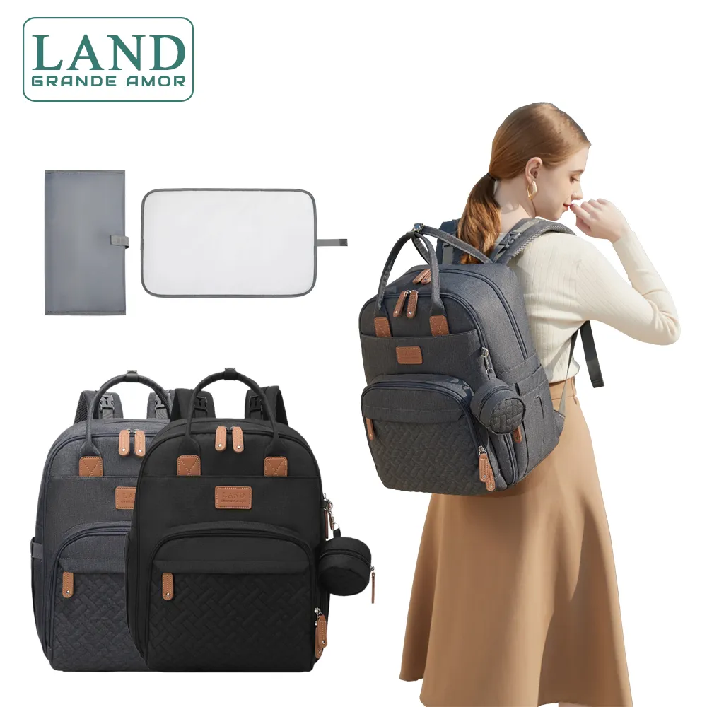 LAND – sacs à couches pour maman, sac à dos de grande capacité, sacs à couches de voyage multifonctions, sacs de maternité avec poche pour sucette