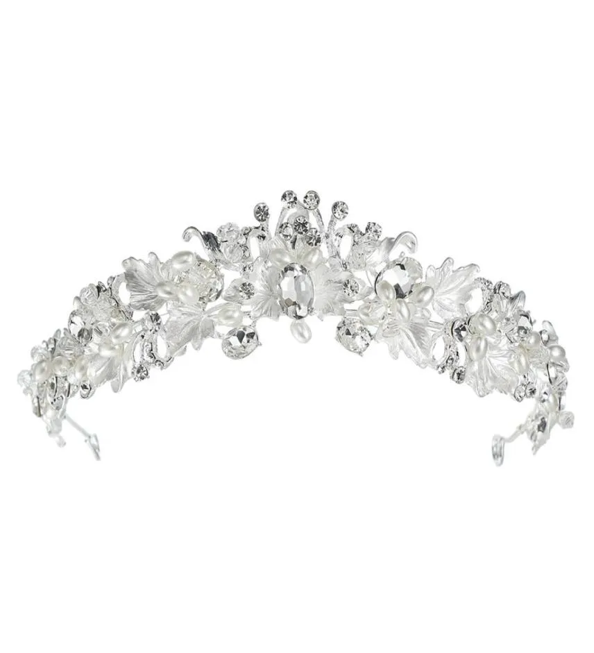 Handgemaakte Kristallen Bruiloft Haaraccessoires Strass Tiara Bruidshoofdband Kronen Hoofddeksel Heldere Parels Voor Avondfeest7458769