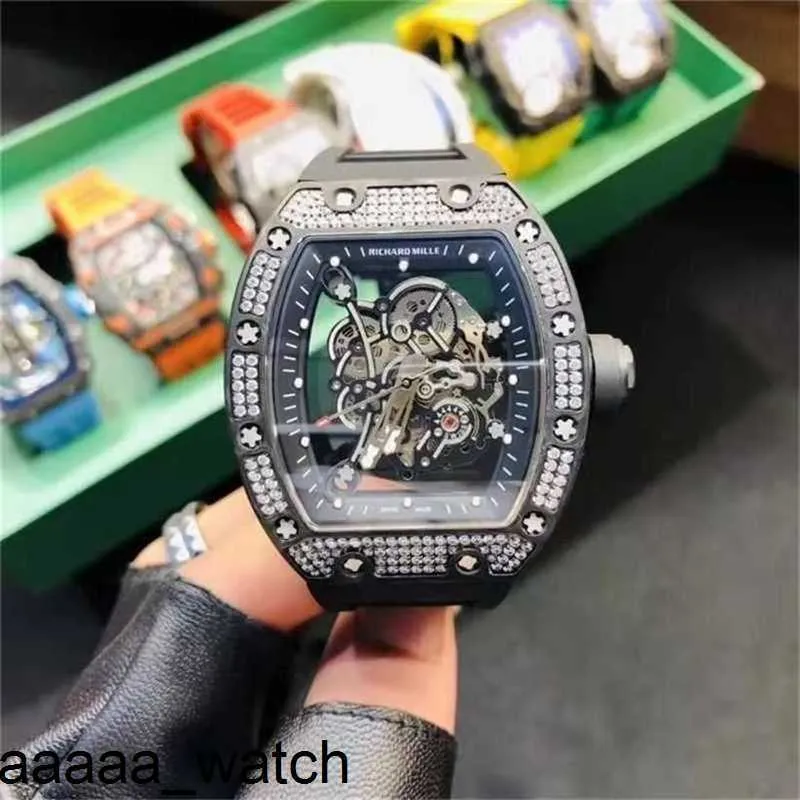 Horloges Zwitserse ontwerper RicharMill Genève Rm055 Originele diamantuitsparing Cool Glow Niet-mechanisch Premium mannelijk Yl8n ZF-fabriek