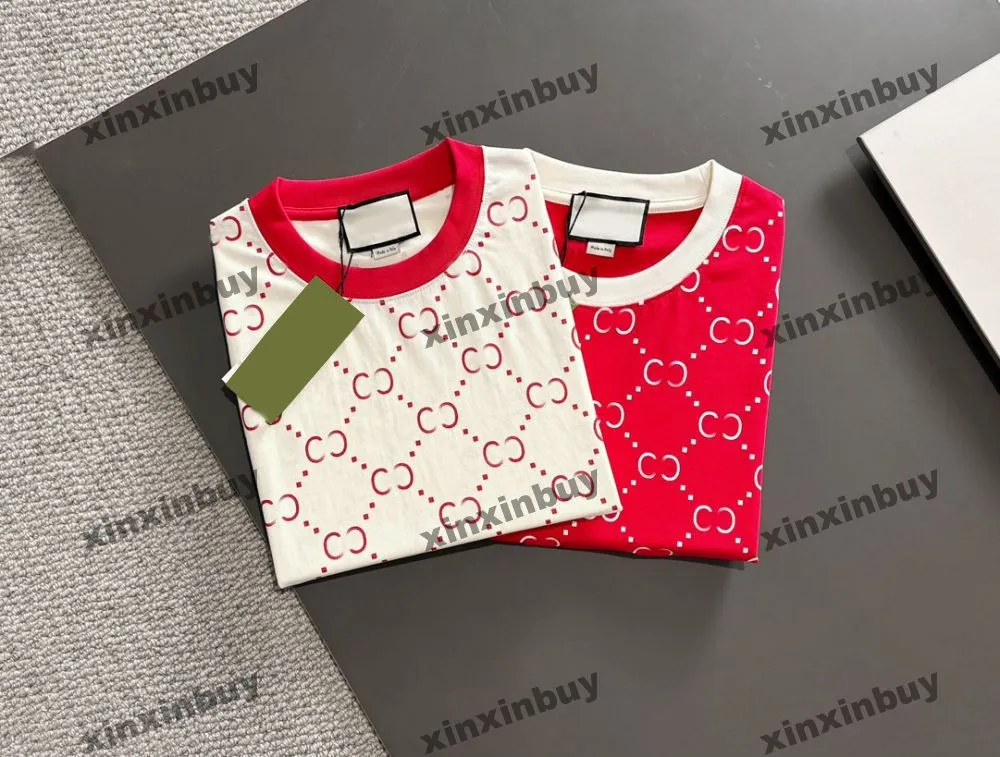 Xinxinbuy Hommes Designer Tee T-shirt 2024 Double lettre impression coton à manches courtes femmes gris noir Orange vert S-2XL