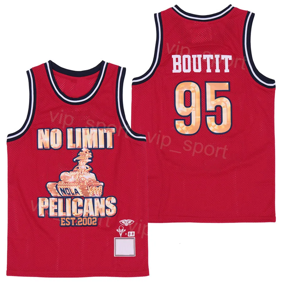 Män moive o Limit Master P 95 Boutit Basketball Jersey Swingman Vintage Breattable Pure Cotton Pullover Team Color Red Retro Sports High Quality