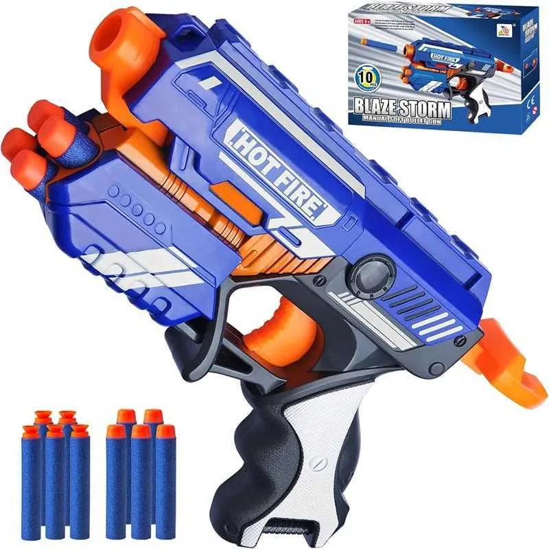 Gun Toys Tisnerf Manuellt leksaker Soft Bullets Guns Blasting Gun Toys med 10st Foam Darts Toy Guns For Boys Girls Kids and Teensl2403