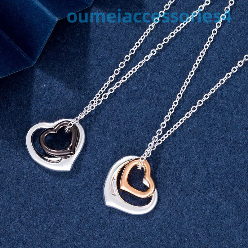 2024 jóias designer marca pingente colares v bloqueio de ouro amor para as mulheres fim moda cor clara duplo coração colar corrente