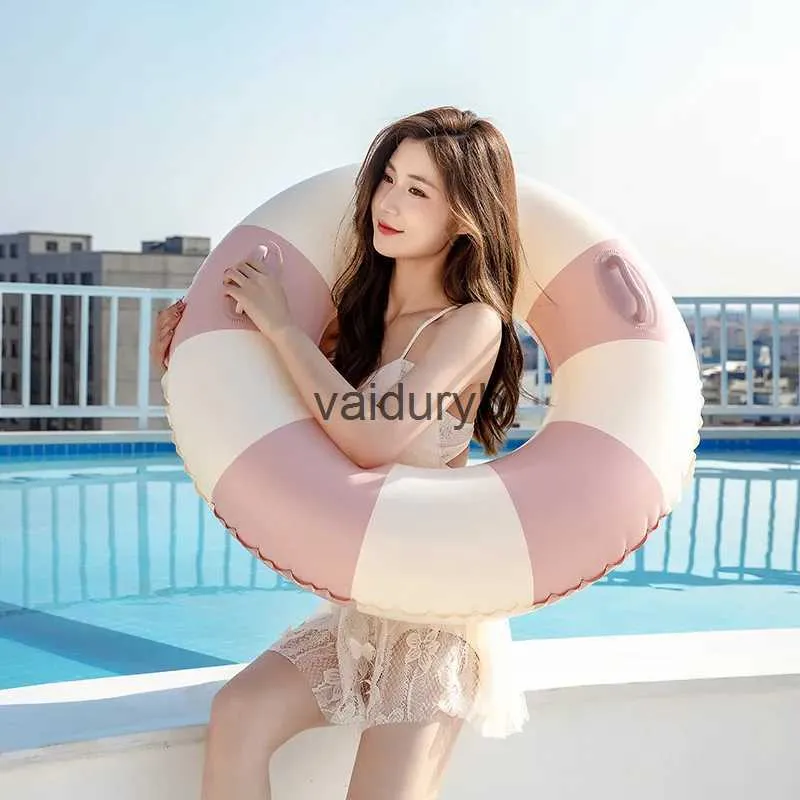 Bath Toys Summer Beach Stripe Thick Swimming Ring Elden Water Sports Adult Cherry Floating Pool Lifeguard H240308
