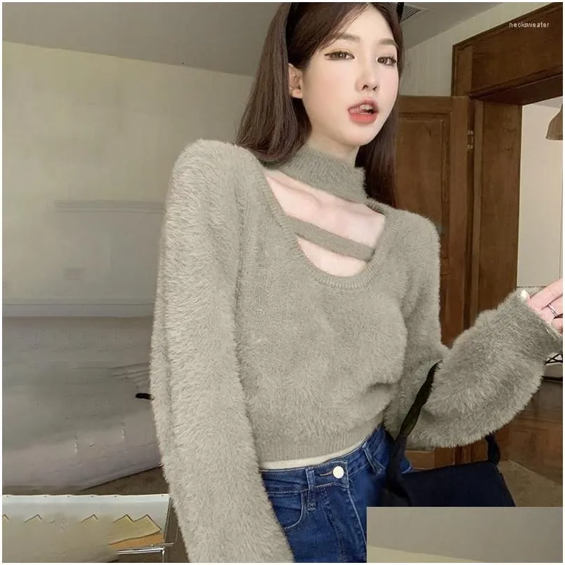 Kadın Sweaters Kadın Sweaters Plover sıcak hissediyorum taklit Tatlı Kısa Stil Moda P Sweater Giyim Dam Döşeme Giyim W DHAW9