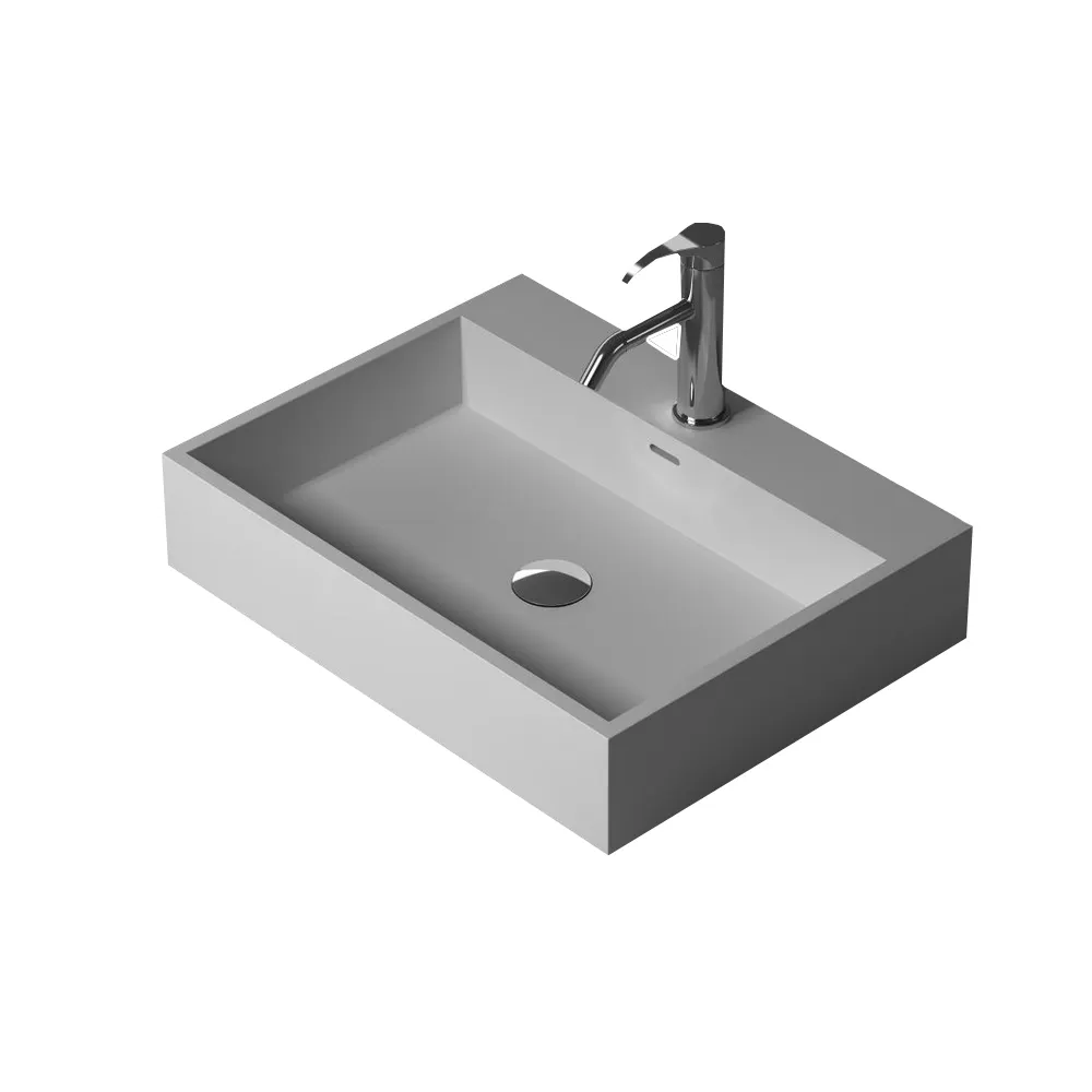 Łazienka prostokątna ściana zwisana do mycia Modna Cloakroom Corian Vanity Washbasin Solid Surface Desin Lavabo RS38343