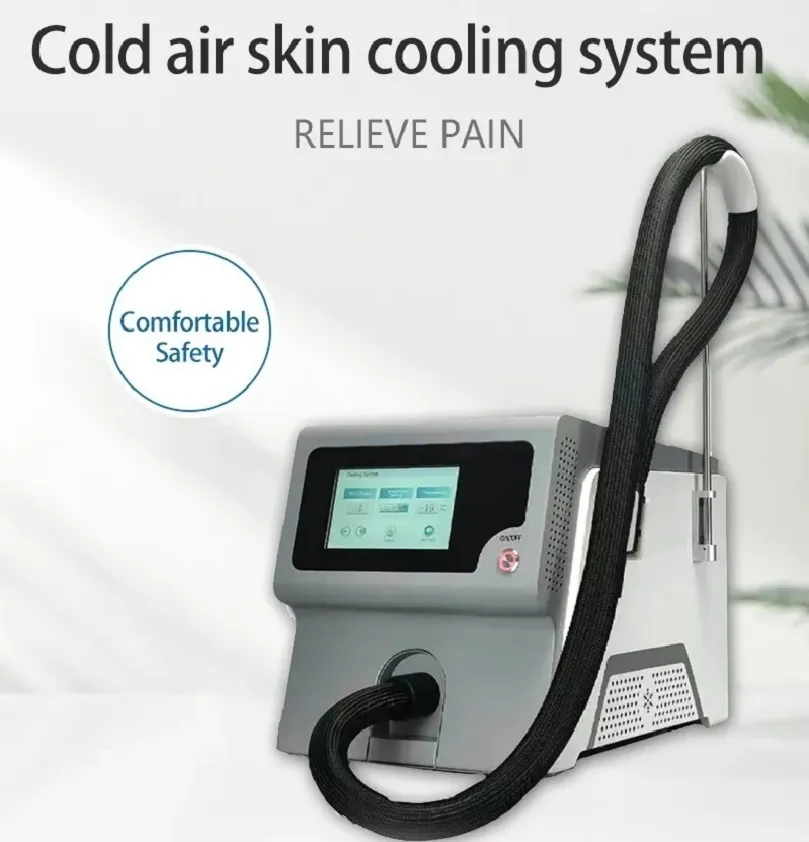 Máquina de resfriamento de ar estético com resfriamento de ar para pele, sistema de resfriamento de ar criogênico, reduz o tratamento da dor, dispositivo de resfriamento de grau de baixa temperatura