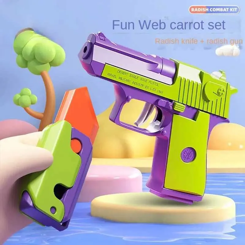 Gun Toys 1911 Baby 3D Printing Gun Gravity Small Radish Gun Mini Carrot Knife Simulation Decompression Toy 240307