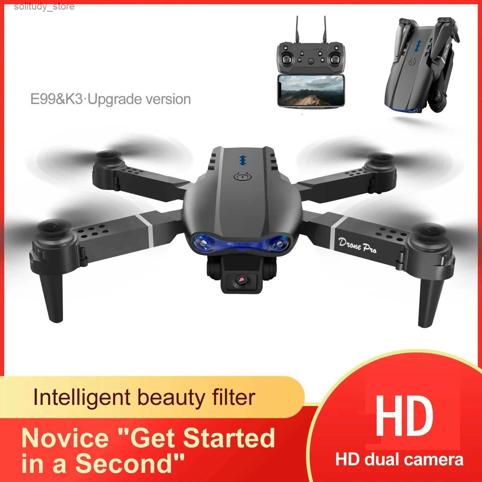 Drones E99 Pro Drone Foldable Quadcopter Aerial Photography RC Helicopters Professional WIFI FPV HD Dual Camera Mini Dron Toys Q240308