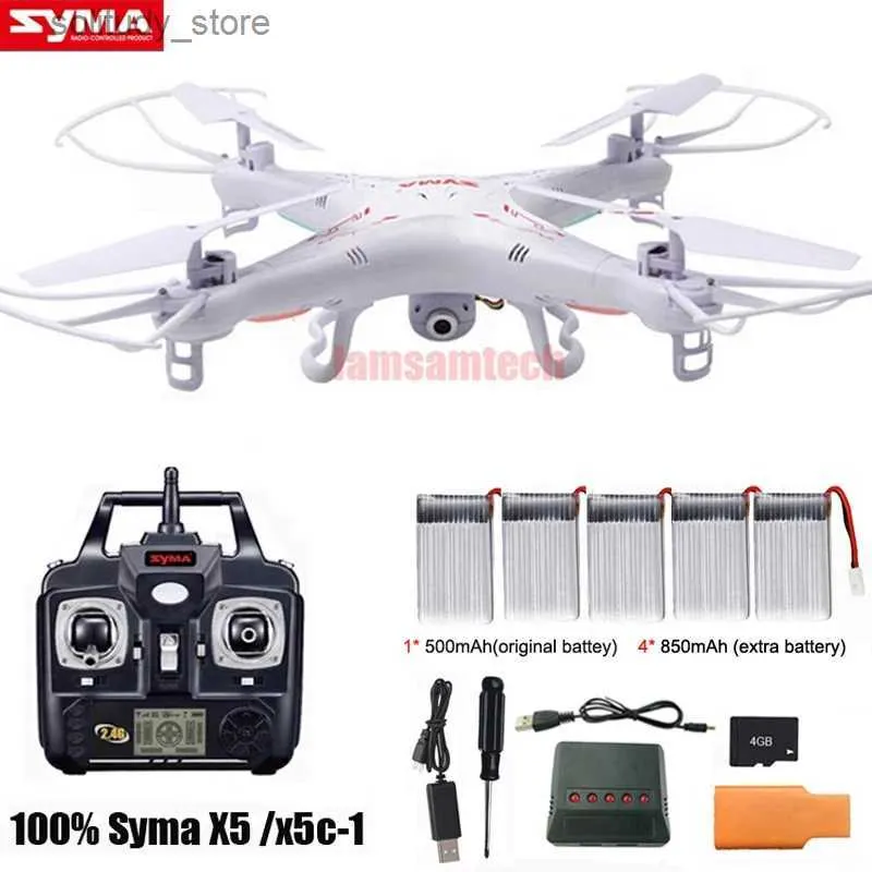 Drones Syma X5C/X5C-1 Explorer Drone 2.4g 4ch 6-axis gyroscope RC أربعة مروحية مع 2.0 ميجابكسل HD كاميرا RTF RC مناسبة لألعاب الأطفال Q240308