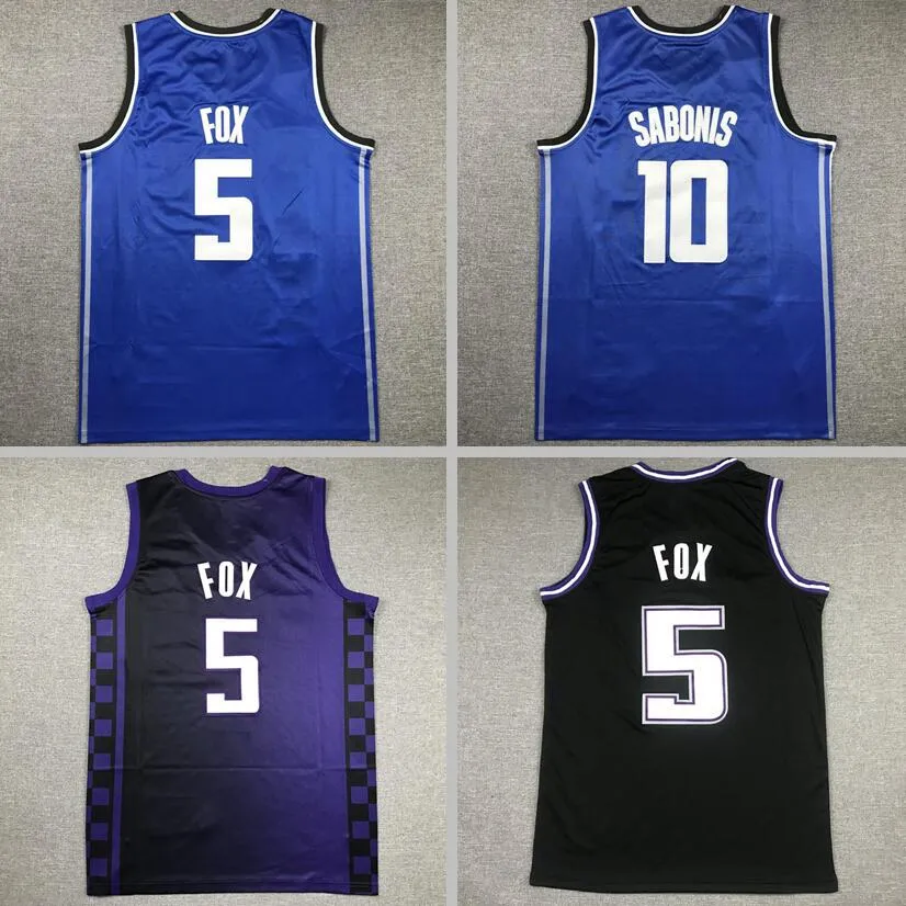 Baskettröjor 10 Fox Domantas Sabonis Black Blue 2024 City Men Women Youth S-XXL Sport Jersey