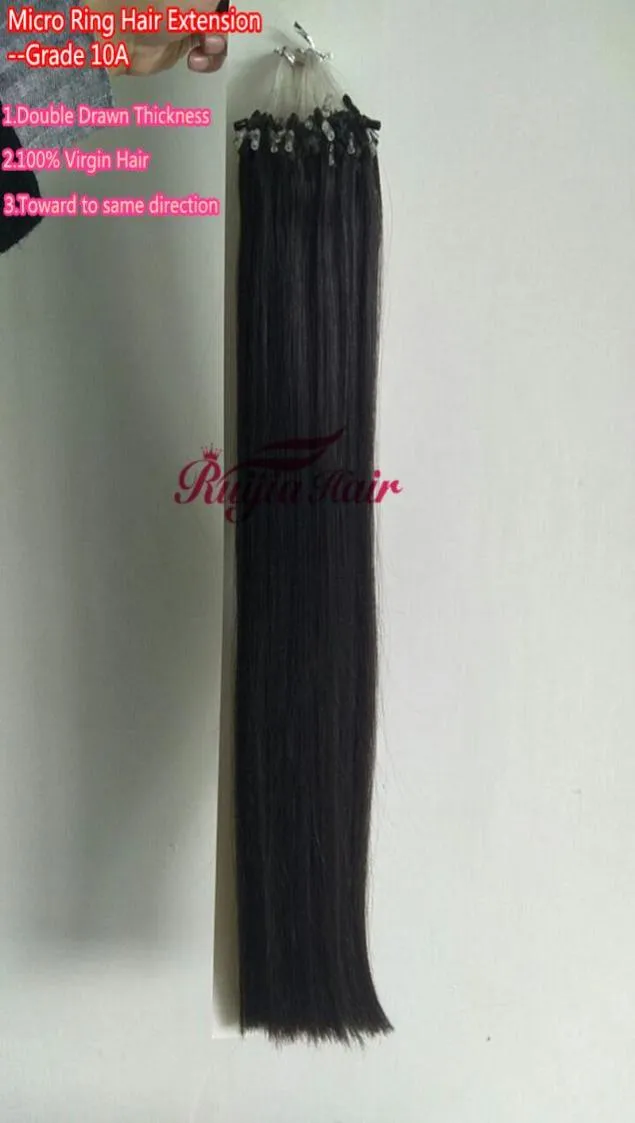 10a grade Double Drawn Human 1426039039 Micro ring Hair Eextensions 1gs 100s 100g Natural color Loop Hair5240328