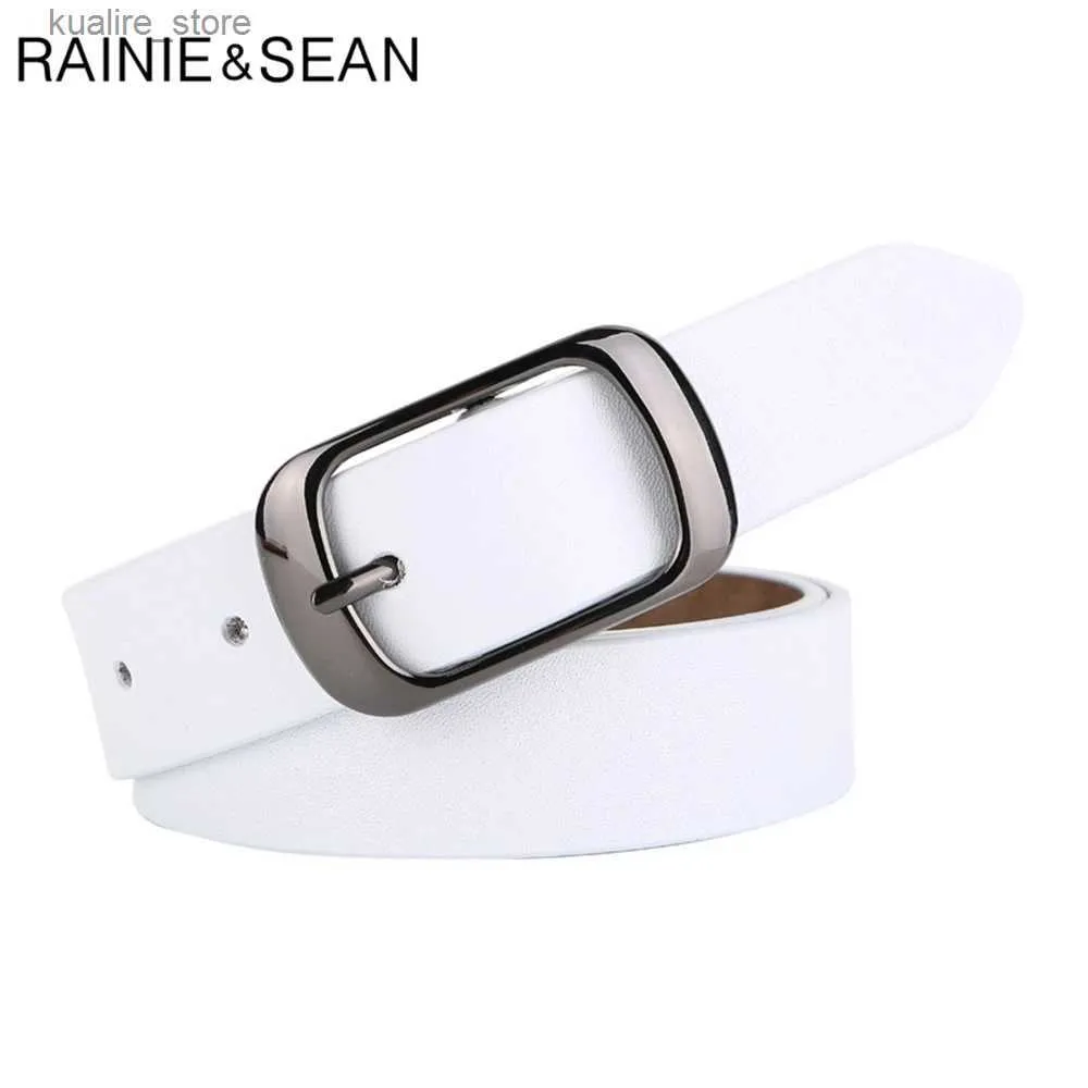 Belts Rainie Sean White Belt Women Cowskin Leather Leather Women Women Belt Highly Quality Buckle Ladies Boyists of Jeans 110cm L240308