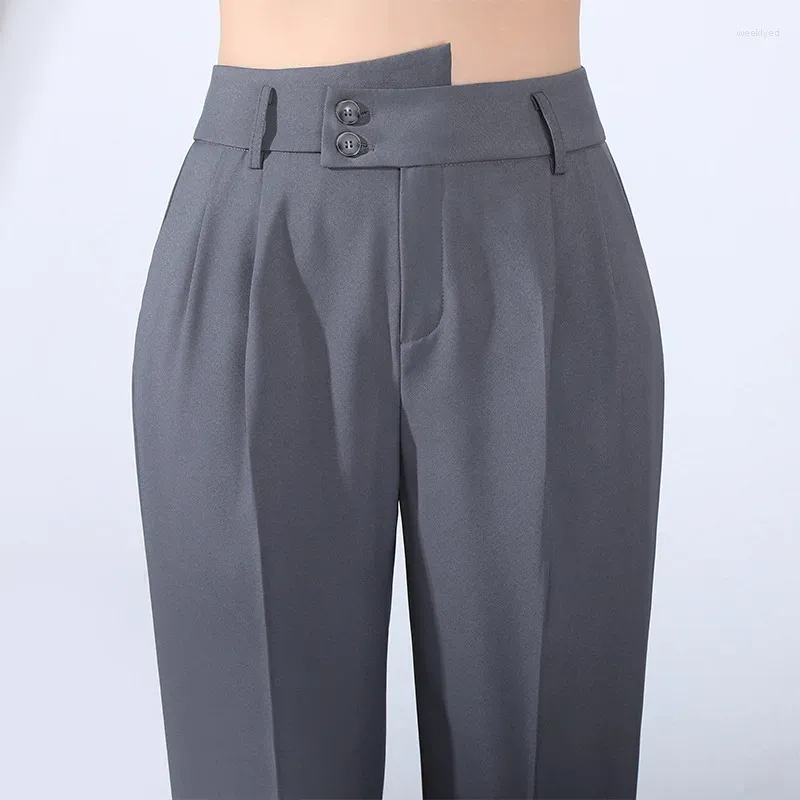 Women's Pants Real S Gray Suit For Women Spring And Autumn 2024 Small Cropped Straight Leisure Professional Cigarette