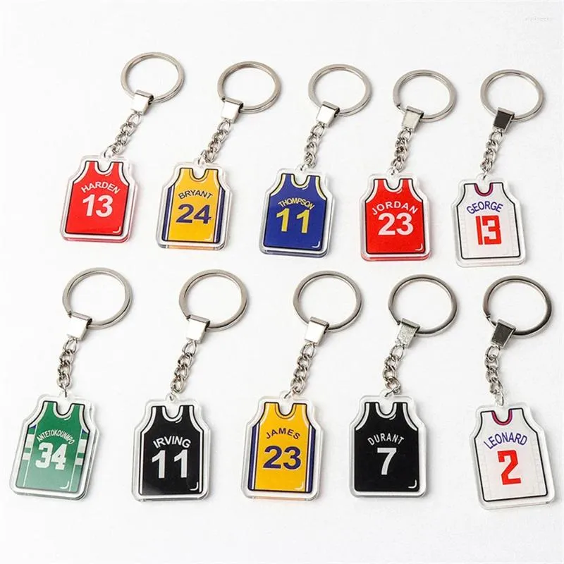 Keychains Fashion Jersey Shape Keychain Acrílico Esportes Chaves de Chaves para Fã de Basquete Fan Tinket Acessórios para Presentes de Presentes Chaves de Carrocina