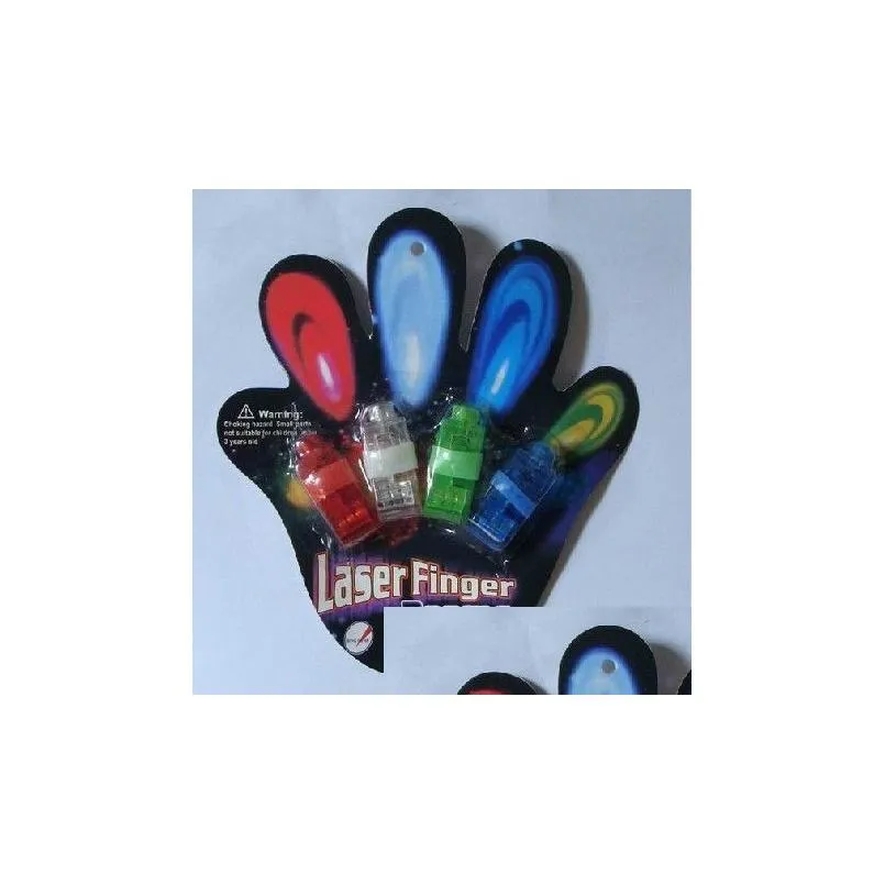 Gants LED 4X Couleur LED Faisceaux de doigts laser Party Light-Up Ring Lights avec emballage blister Drop Livraison Jouets Cadeaux LED Jouets éclairés Dhpiy