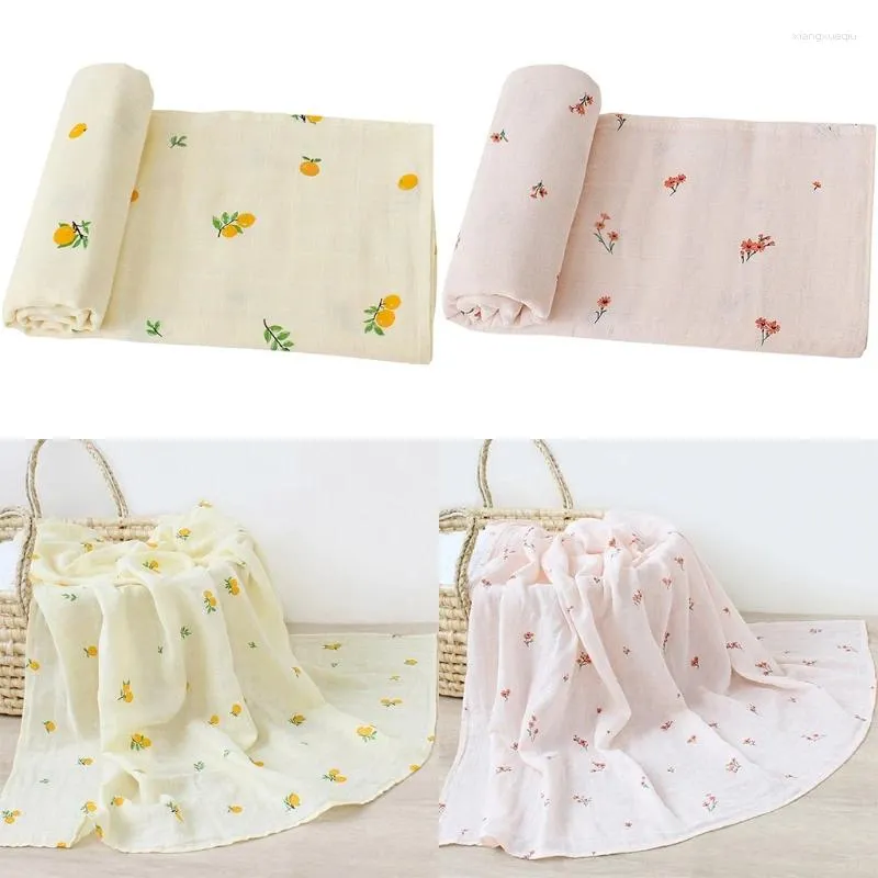 Blankets 120x120cm Baby Muslin Blanket Soft 2 Layers Gauze Infant Born Swaddle Wrap Sleepsack Stroller Cover Bedding