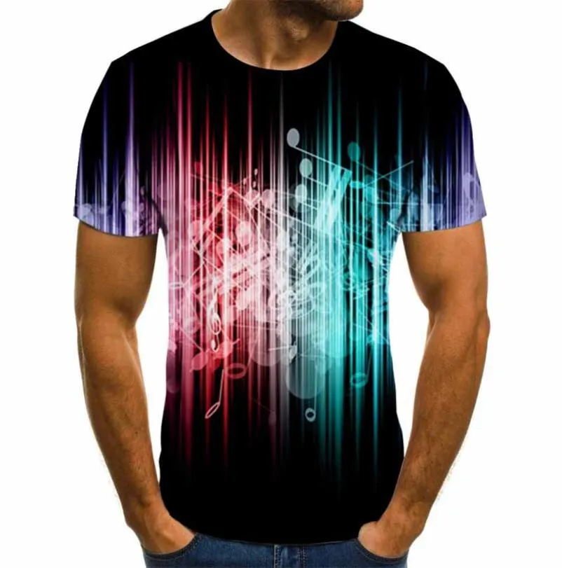 Animation 3D impression musique à manches courtes hommes et femmes mode tambour remplissage sexy t-shirt hip hop drôle men039s shirt9458989