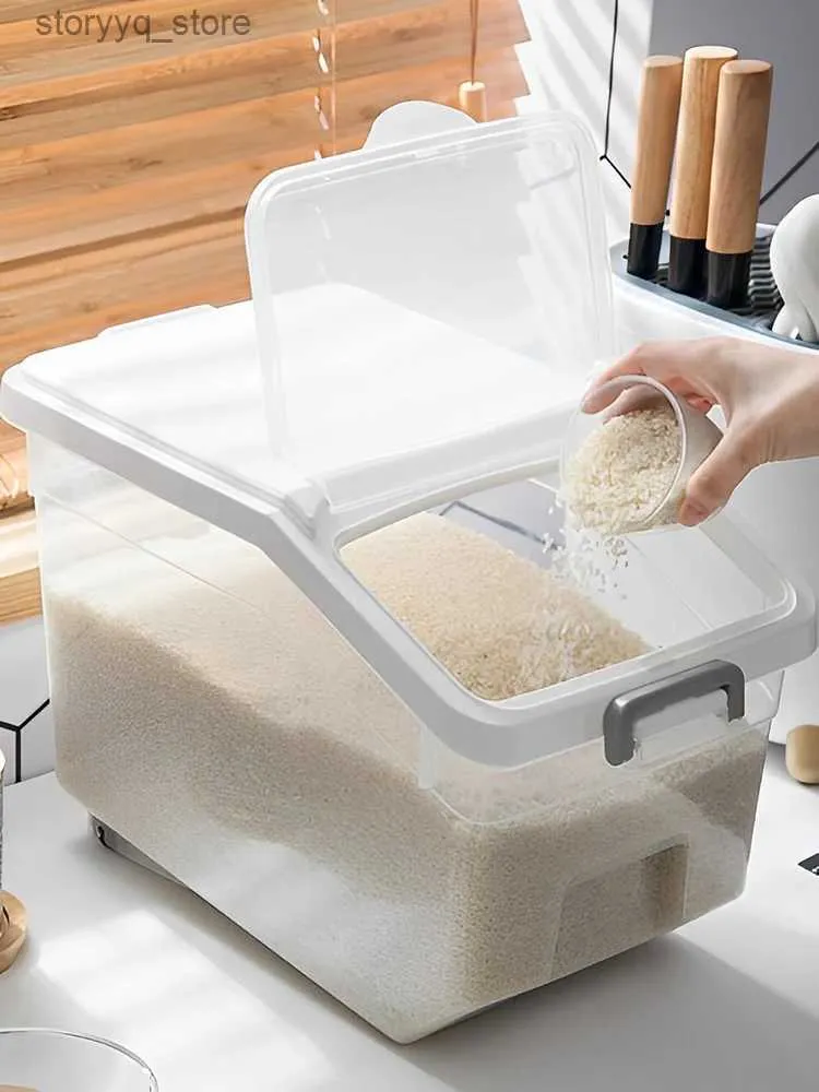 Słoiki z jedzeniem kanistry duża pojemność pudełko ryżu Dozownik ryżowy mąka mąka płatki kubełko kuchenne pojemniki na żywność zbiornik do przechowywania kuchenny pudełko do przechowywania L240308