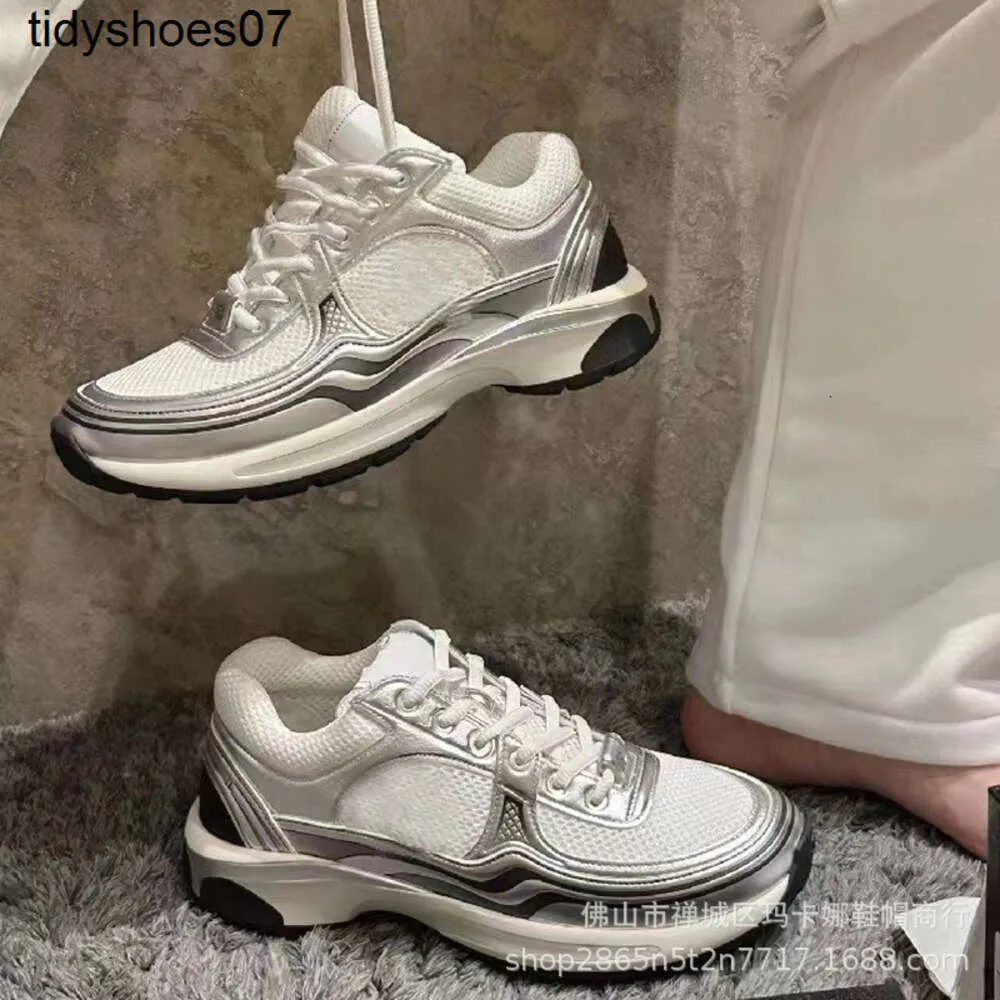 Chaneles Silver Horn King 2023 Nowe buty sportowe damskie metalowe buty buty koronkowe gęste podeszwy swobodny buty do biegania