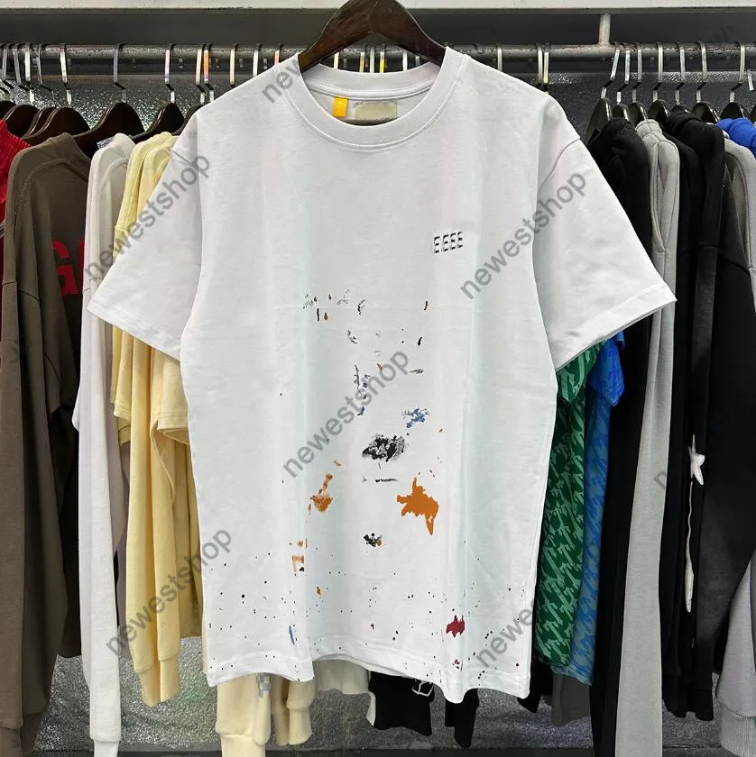 24SS Europe Magliette da uomo firmate Tee Summer Splash Ink Dipinte a mano Graffiti maglietta uomo donna lettera stampata T-shirt Street Casual Oversize Magliette in cotone