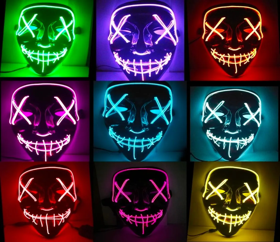 Masque d'Halloween LED Light Up Masques drôles L'année électorale de purge Grand festival Costume de cosplay plis Masques de fête Glow In Dark2829386