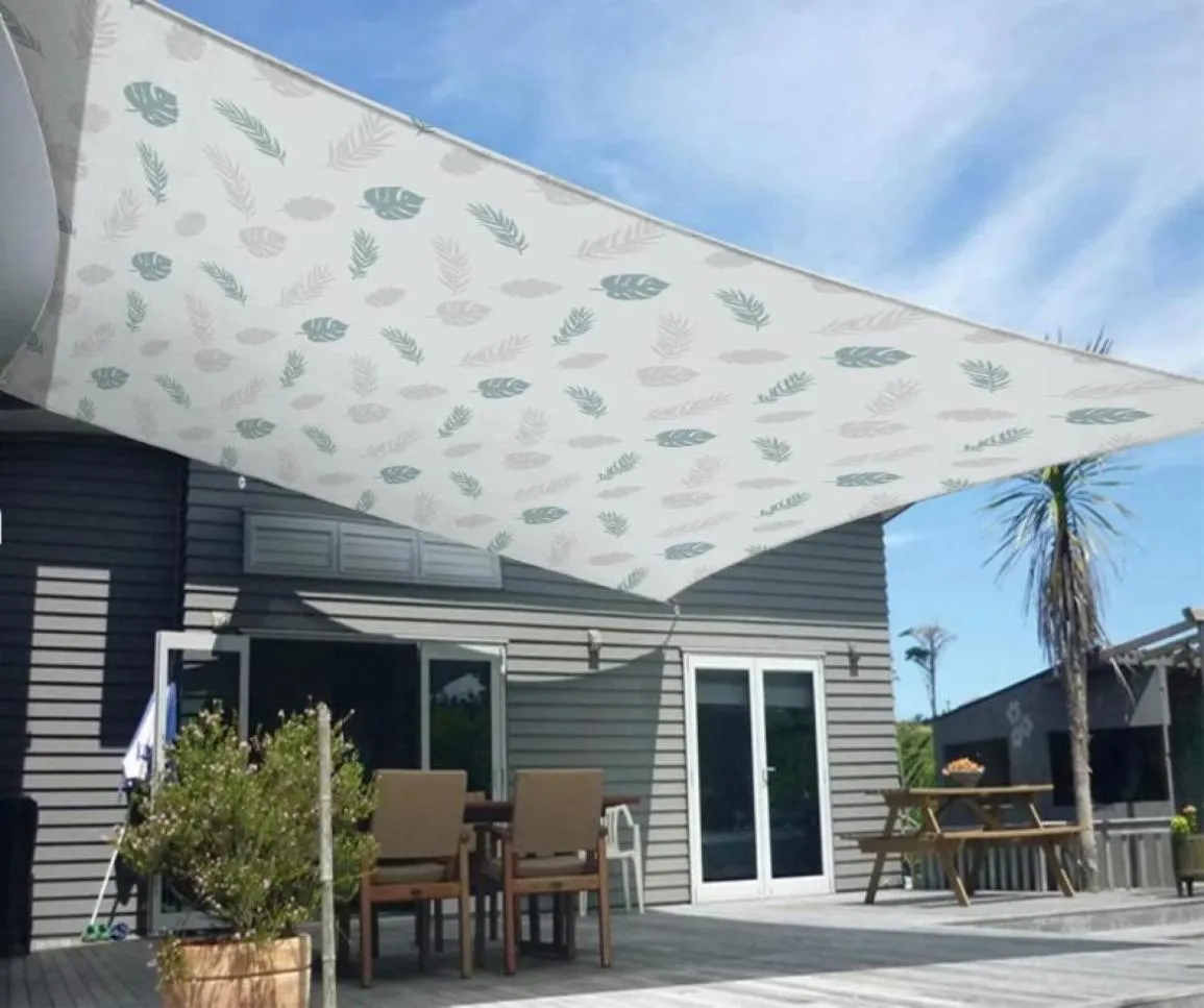 Tendas e abrigos à prova d'água Sun Shelter Garden Impresso Sunshade Sail Outdoor Leaf Rainproof Shade Pátio Terraço Canopy Natação 8125167