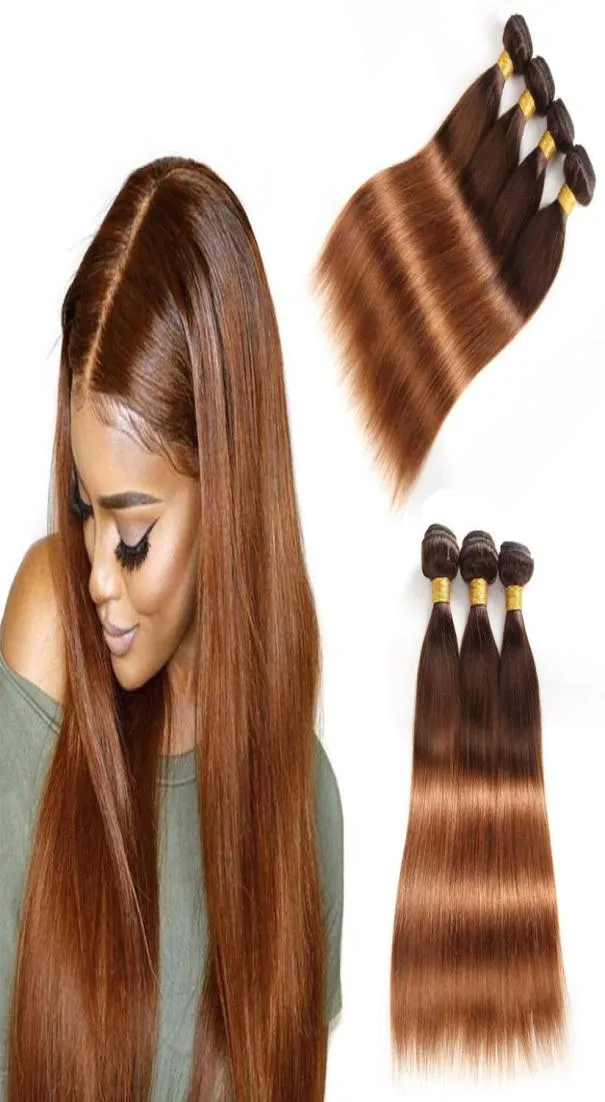 Ombre Brazilian Human Hair Pakiety zajmują się kolorami prosto i ciało 430 ciemnobrązowe dziewicze włosy splot dwóch tonowych włosów Extensio6232635
