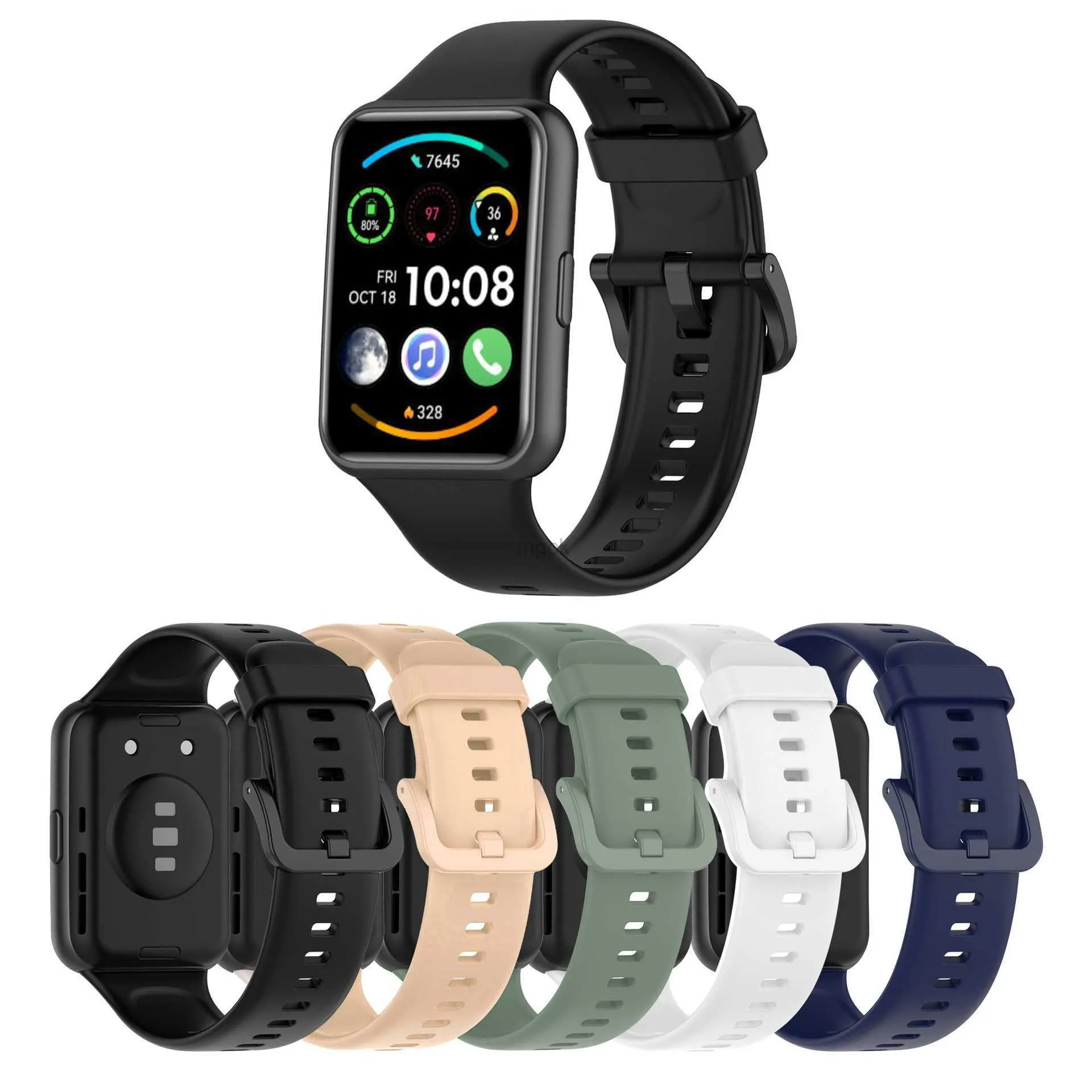 Les groupes regardent un groupe de silicone pour Huawei Watch Fit 2 Strap Smart Wrist Watch Band Metal Budle Sport Remplacement Bracelet Fit2 Correa Accessoires 240308