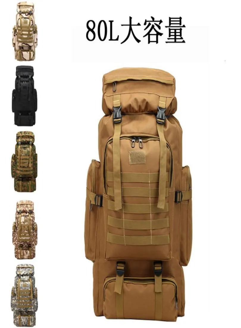 Outdoor camouflage tactical 80 liter large capacity hiking bag waterproof nylon Backpack3925658