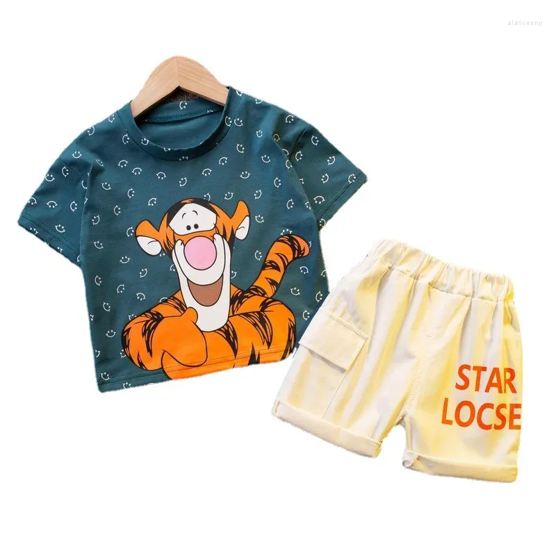 Clothing Sets Cartoon Printed Boy Clothes Suit 1-5Years Children Costume Kids Unisex Casual Sports Tracksuits Pure Cotton For Toddler