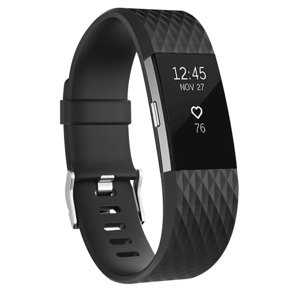 Armband Black Soft Silicone Band för Fitbit Charge 2 Liten stor handledsband armbandsband för Fitbit Charge 21413181