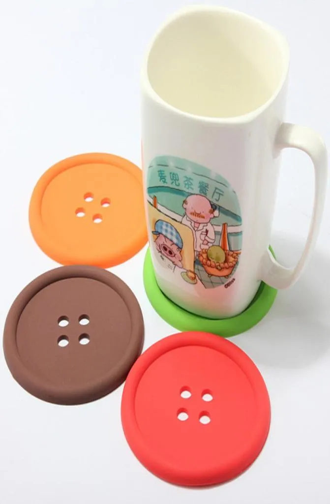 Cute Silicone Round Button Coaster Home Table Decor Coffee Drink Placemat Cup Mat Pad TY10118260202