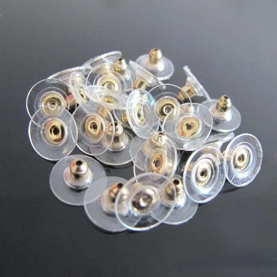 1000 unids / lote Chapado en Oro y Plata Forma de Disco Volador Pendientes Tapones Earnuts Pendientes Tapones Aleación Encontrar Accesorios de Joyería Co233c