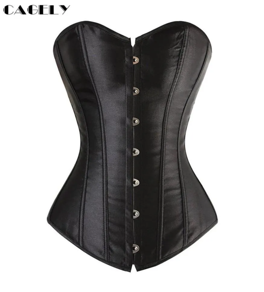 Basic Satijn Bovenborst Korset Top Busk Vetersluiting Bustier Traditioneel Corselet Bruiloft Bruidsondergoed Feestdansoutfits5315624