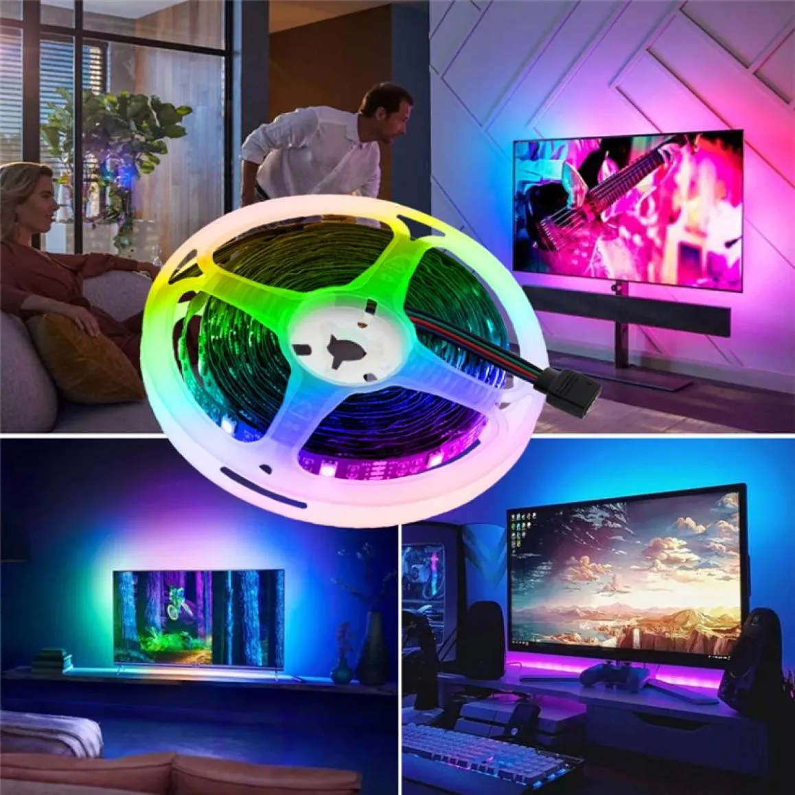 LED Strip Light RGB شريط مرن FITA LED LED 60 LEDSM مع التحكم عن بُعد 1M 2M 3M 4M 5M LED RIBBON6147948